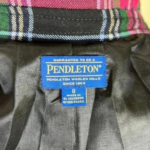 Pendleton Women’s Red Plaid 100% Wool Lined Jacket Coat Shirt Size 8 - Picture 7 of 14